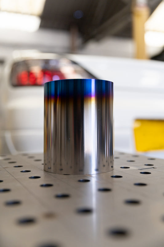 4.5 Inch titanium tailpipe trim - polished and burned